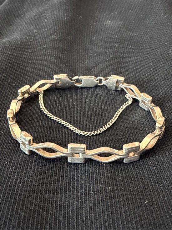 Jewelry - Vintage 925 sterling silver industrial link Brutalist bracelet 7.25”
